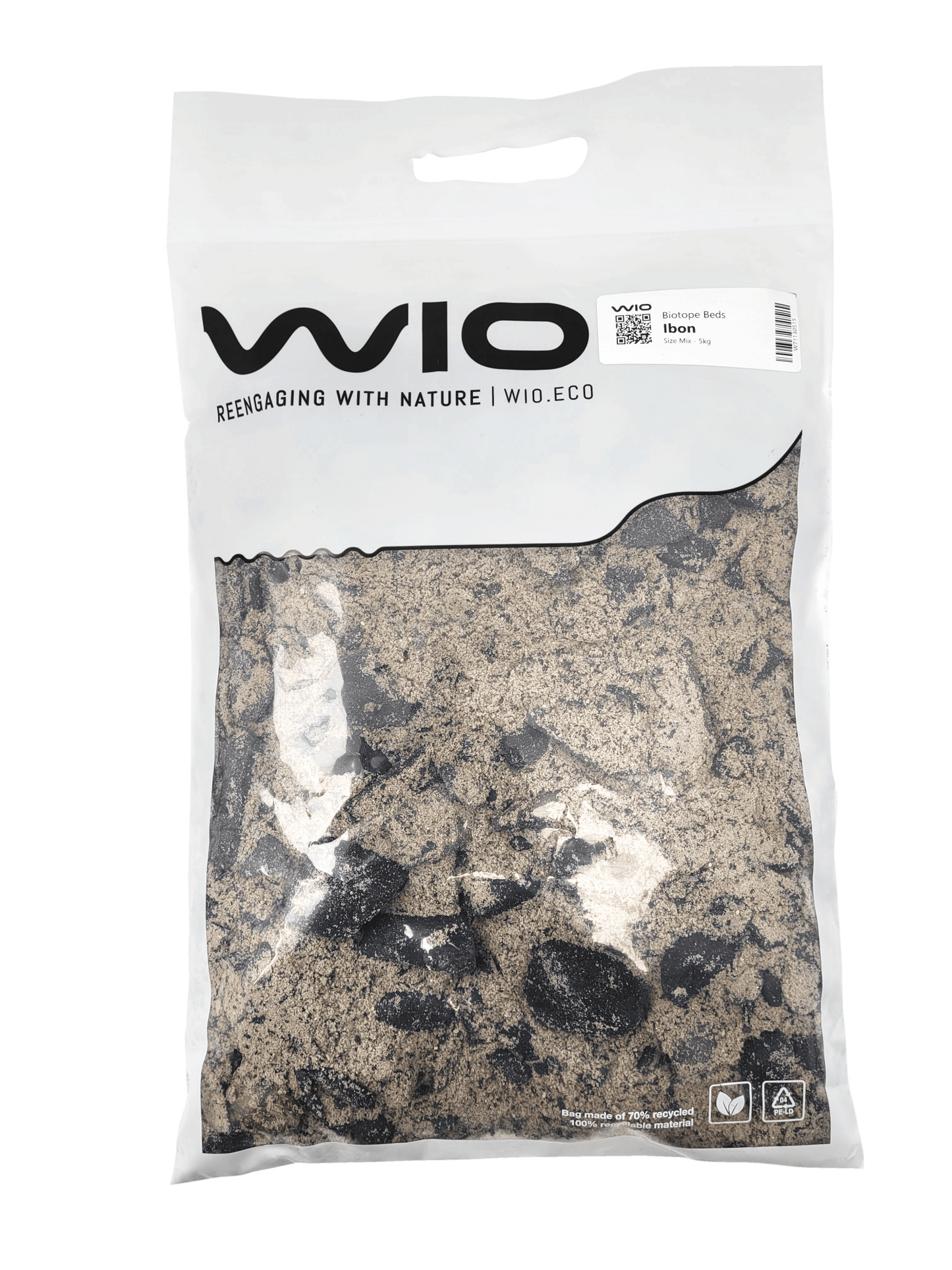 WIO Ibon Riverbed Mix2 - High-Contrast Substrate for Aquatic and Terrarium Environments.