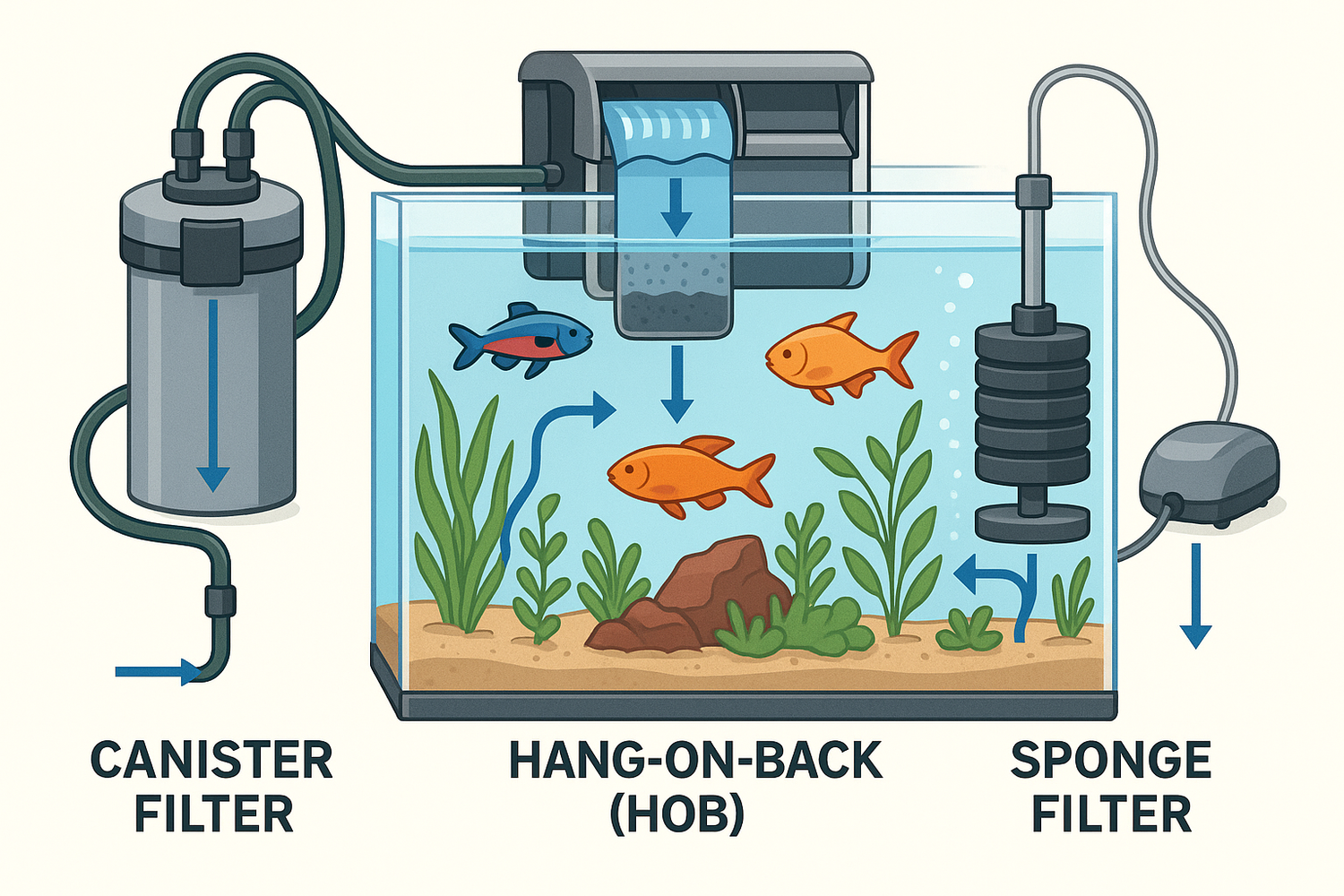 Hang On Back Filters Vs Canister Filters Reference: Aquarium Filter Types Explained Canister Vs Hob Vs Sponge Filters