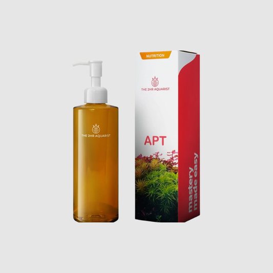 Orange liquid bottle with pump next to its red and white product box labeled 2Hr Aquarist APT 3 - Aquarium Boutique