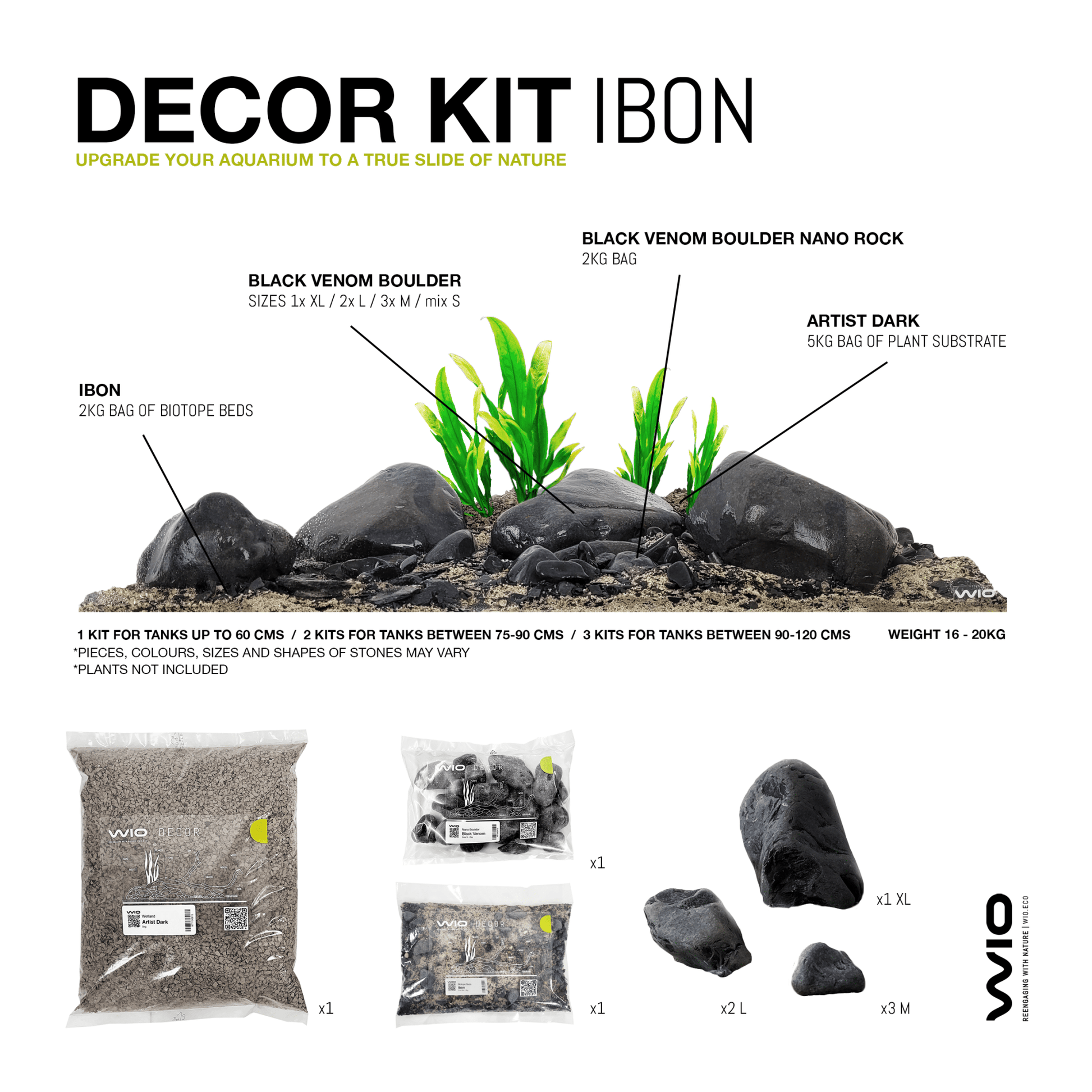 WIO Ibon River Kit - High-Altitude Riverbed Aquascaping Kit - Aquarium Boutique