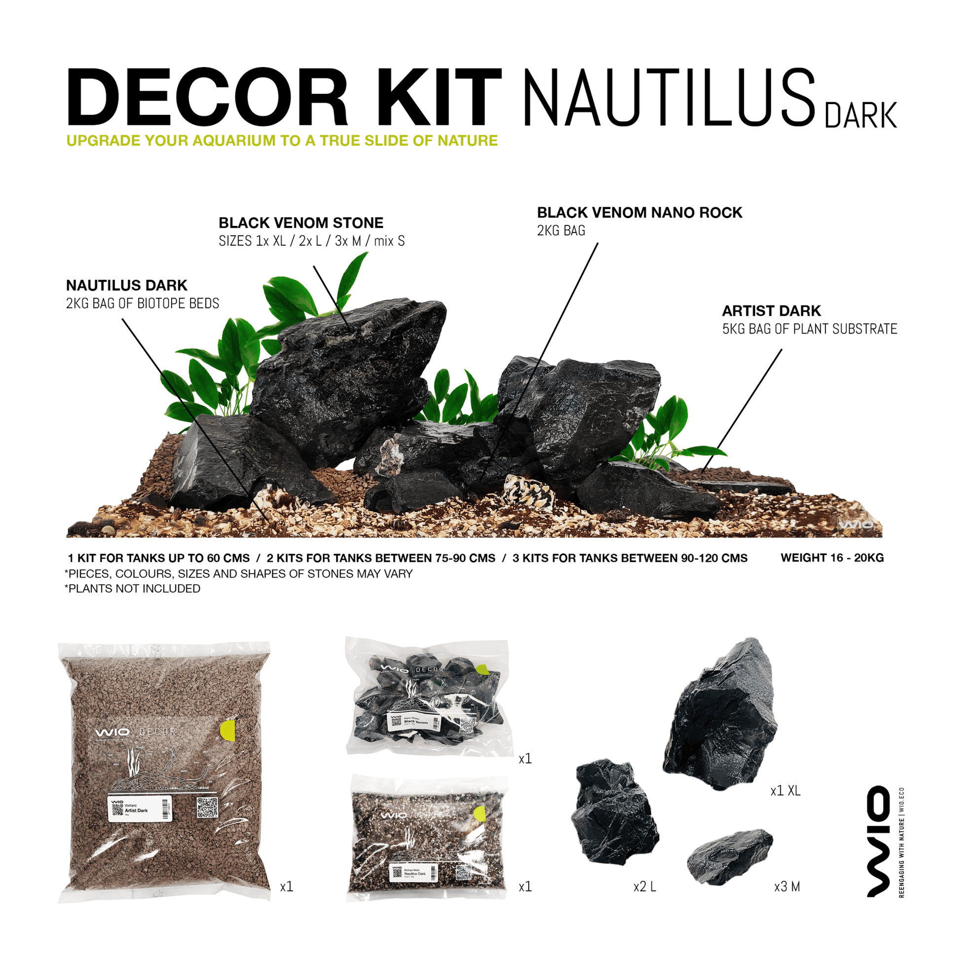 WIO Nautilus Dark River Kit - Create Exotic Aquascapes Inspired by Nature - Aquarium Boutique