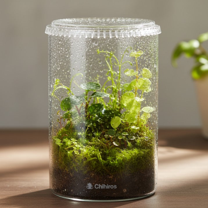 Chihiros Glass Pot premium terrarium for emersed plant cultivation with lush moss and botanical aesthetic